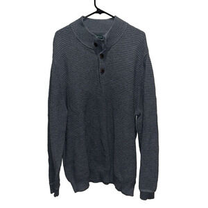 G.H. Bass & Co. Men Henley Pull Over Sweater Waffle Knit XXL Gray Casual Outdoor